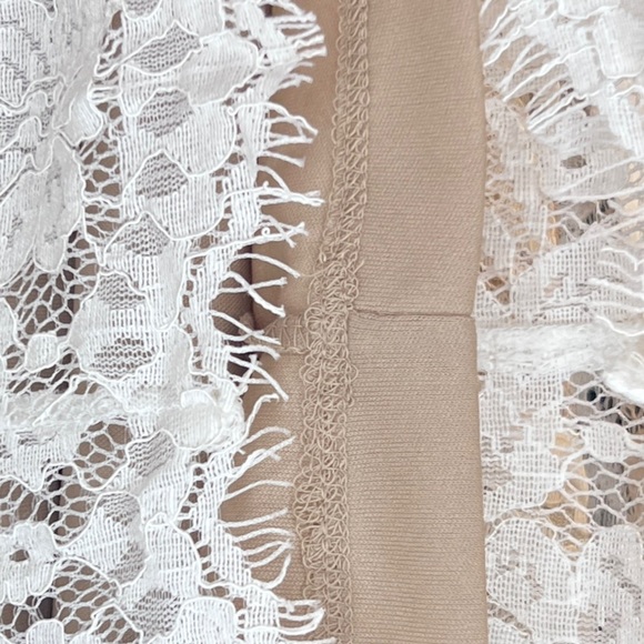 Cream Lace Halter Cocktail Dress | Wedding Guest | Bridal Shower | Boho | Size L - Picture 6 of 7